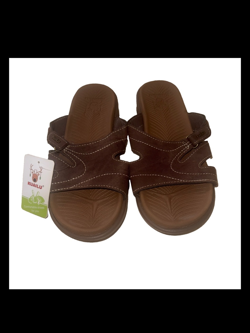 KuaiLu Brown Orthopedic Slide Sandals Size 8.5